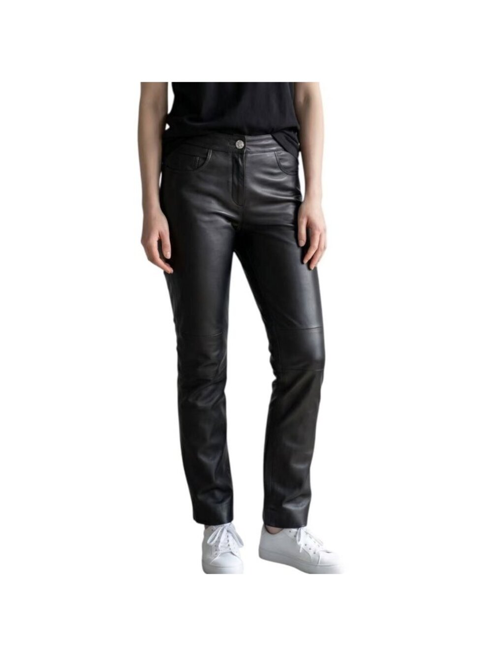 Chanel Pants Leather Black 38